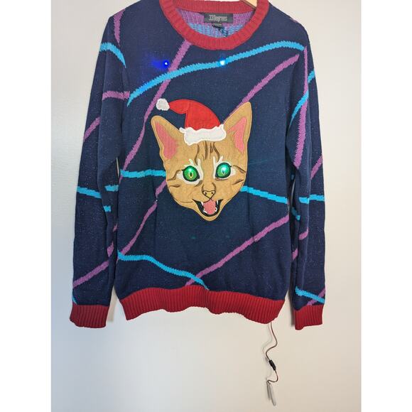 33 Degrees Light Up Cat Ugly Christmas Sweater - Picture 7 of 7